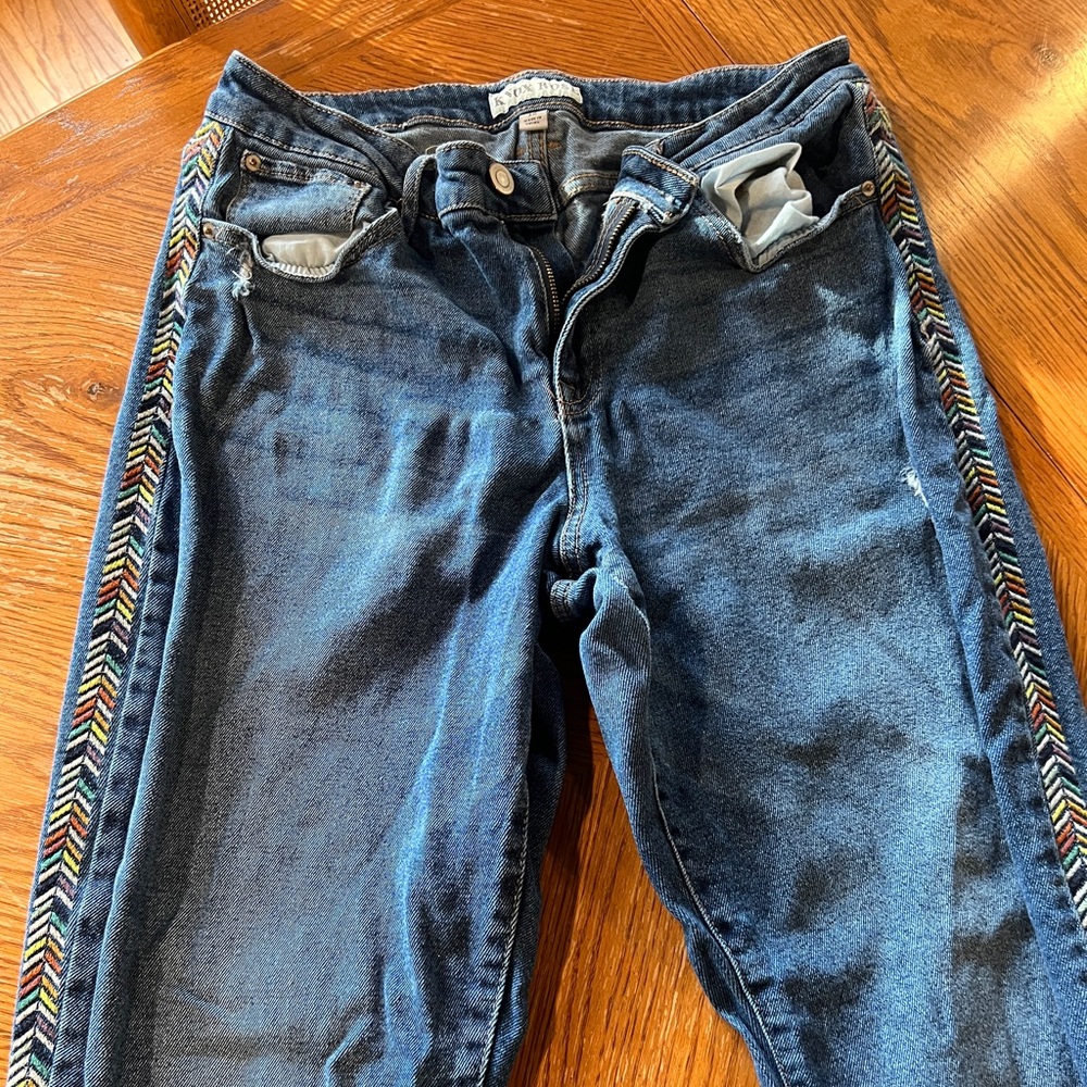 Knox Rose Blue Jeans with Colorful Side Stripes
